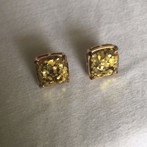gold glitter stud earrings